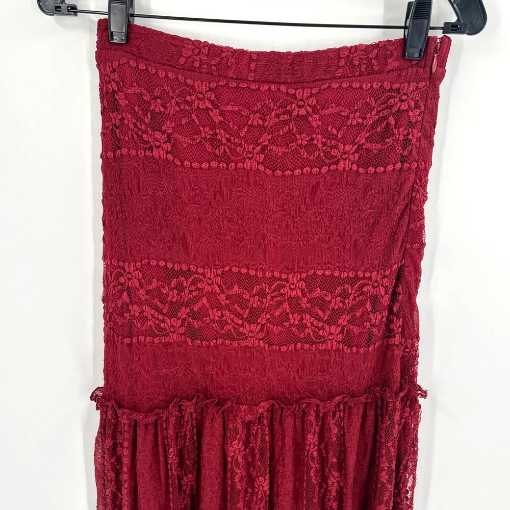 VICI Collection Women's Burgundy Alene Lace Maxi Skirt Size M - Picture 6 of 11